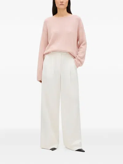 Another Tomorrow Draped-knit Oversized Sweater In Pink