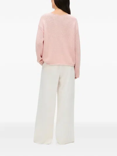 Another Tomorrow Draped-knit Oversized Sweater In Pink