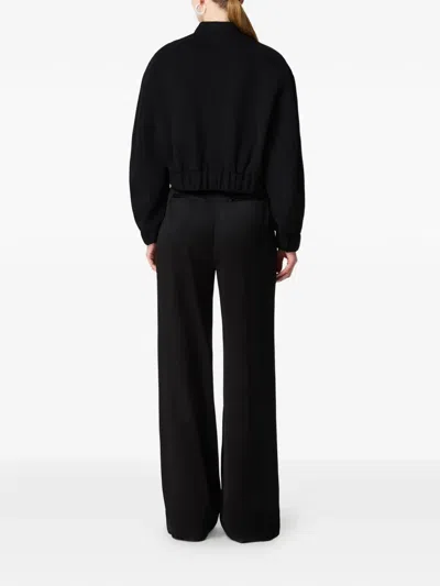 Another Tomorrow Cropped Wool Bomber Jacket In Black
