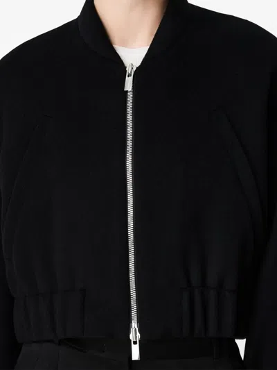 Another Tomorrow Cropped Wool Bomber Jacket In Black