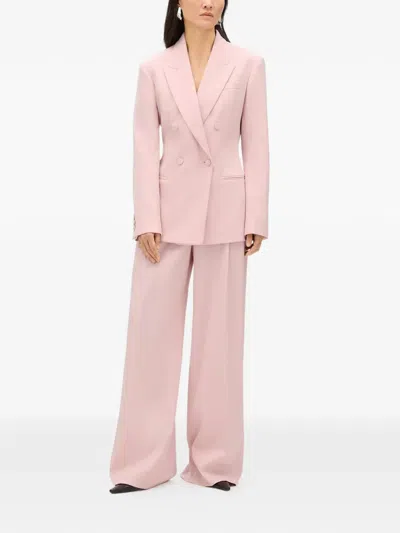 Another Tomorrow Tailored Double Breasted Jacket In Pink