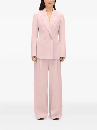 Another Tomorrow Tailored Double Breasted Jacket In Pink