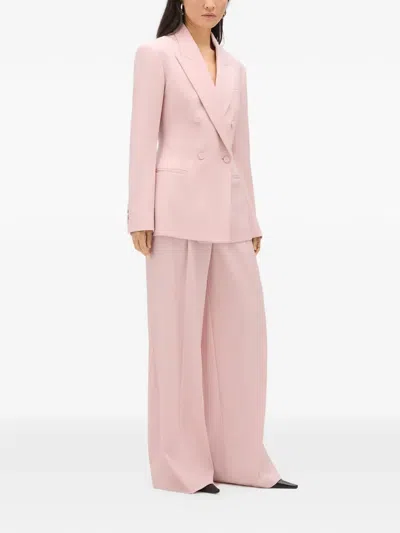 Another Tomorrow Tailored Double Breasted Jacket In Pink