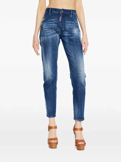 Dsquared2 Faded-effect Distressed Jeans In Blue