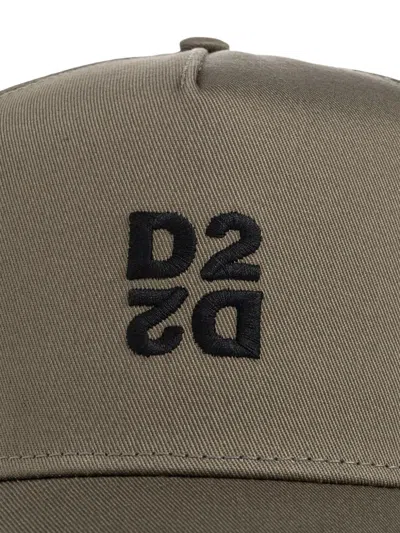 Dsquared2 Cotton Polyester Embroidered Baseball Caps In Brown