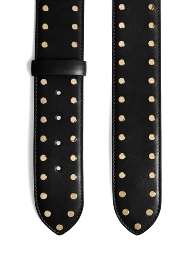 Khaite Theo Waist Belt In Black Leather With Gold Studs In Black