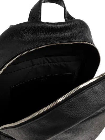 Jil Sander Logo-patch Leather Backpack In Black