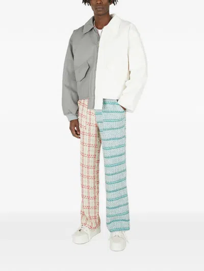 (d)ivision Check-pattern Contrasting-panel Trousers In Multi