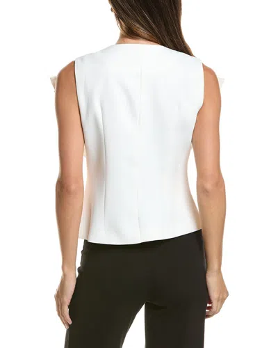 Gracia Ruffle Front Button Down Sleeveless Jacket In White