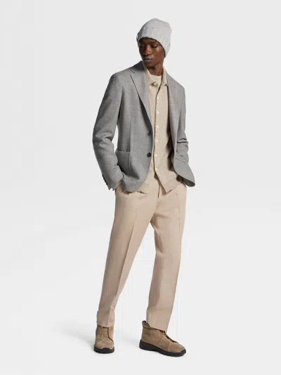 Zegna Single-breasted Wool-blend Blazer In Gray