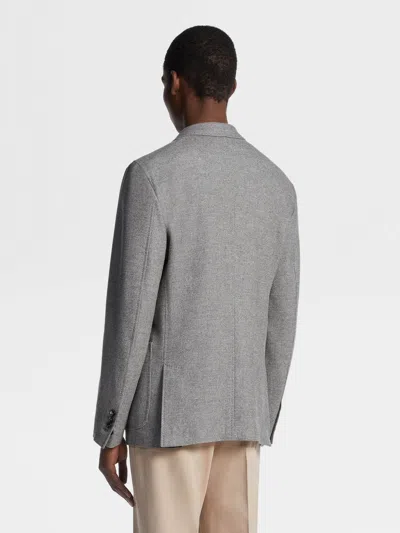 Zegna Single-breasted Wool-blend Blazer In Gray