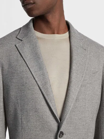 Zegna Single-breasted Wool-blend Blazer In Gray