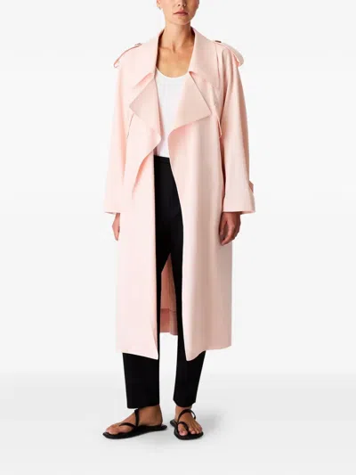 Another Tomorrow Belted Trench Coat In Multi