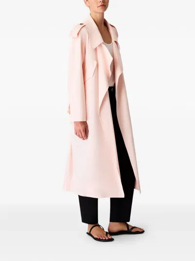 Another Tomorrow Belted Trench Coat In Multi