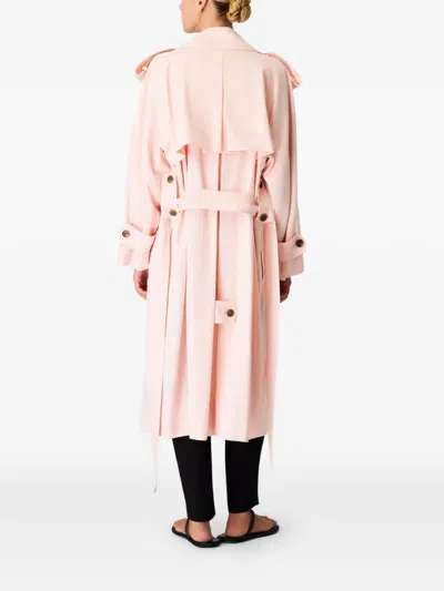 Another Tomorrow Belted Trench Coat In Multi