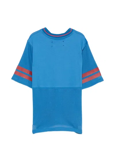 Amiri Graphic-print Mesh-panel T-shirt In Blue