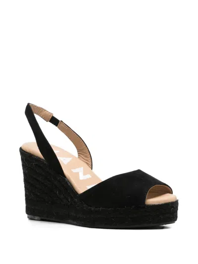 Manebi Slingback Wedge Espadrilles In Black