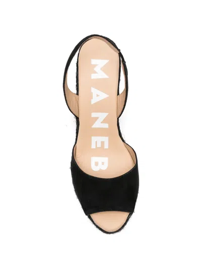Manebi Slingback Wedge Espadrilles In Black