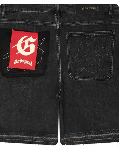 Godspeed Patchwork Denim Shorts In Black