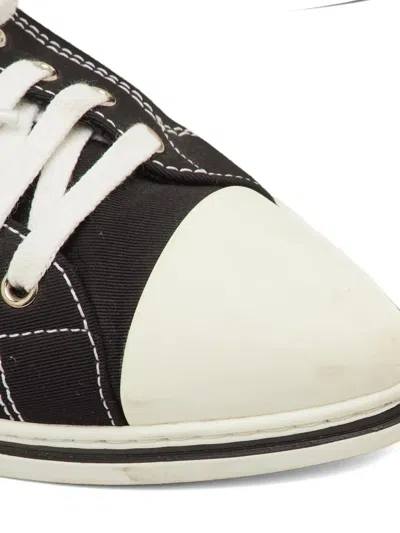 Pre-owned Prada Pointed-toe Lace-up Mules In Black