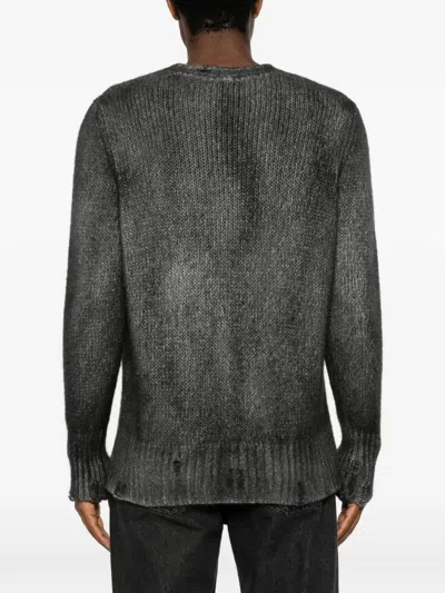 Avant Toi Distressed Spray-effect Sweater In Gray