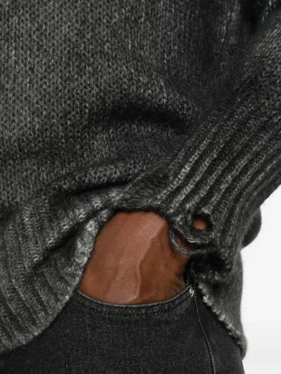 Avant Toi Distressed Spray-effect Sweater In Gray