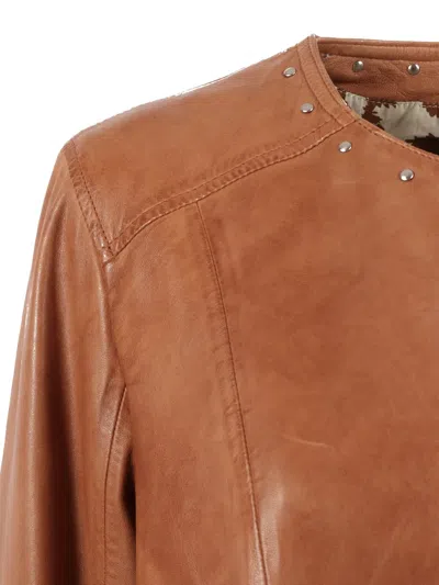 Bully Stud-embellished Leather Jacket In Brown