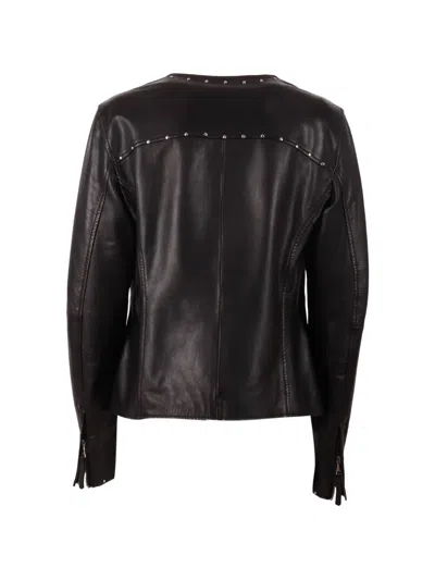 Bully Stud-embellished Collarless Jacket In Black