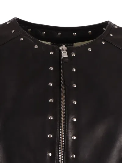 Bully Stud-embellished Collarless Jacket In Black