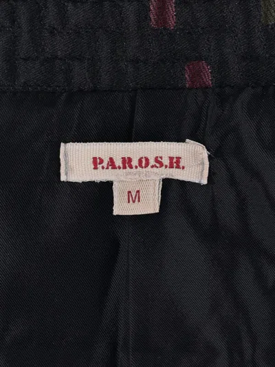 Pre-owned P.a.r.o.s.h Checked Jacquard Coat In Black