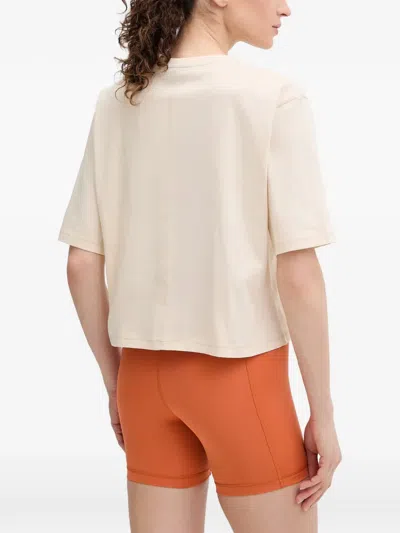 Ea7 Logo-print Cropped T-shirt In Neutral