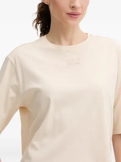 Ea7 Logo-print Cropped T-shirt In Neutral