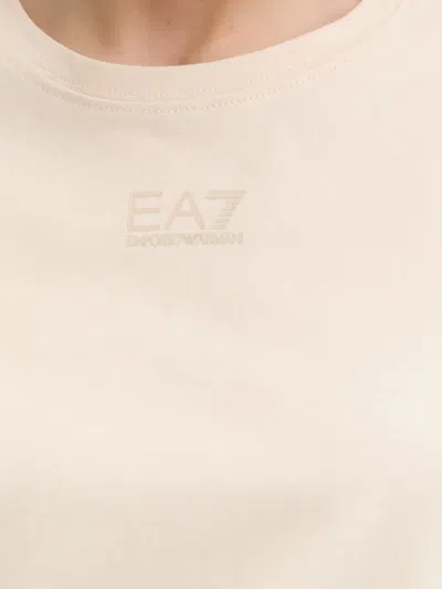 Ea7 Logo-print Cropped T-shirt In Neutral