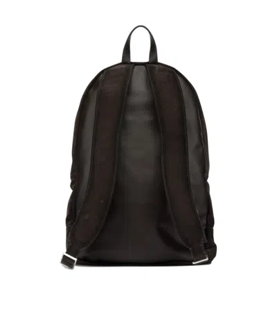 Santoni Suede Backpack Adjustable Straps Top Handle In Brown