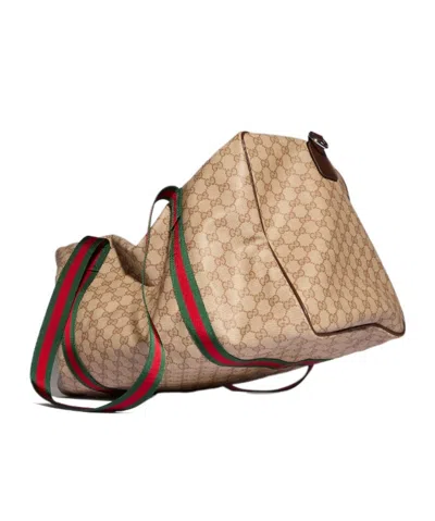 Gucci Medium Duffle Bag With Web In Brown