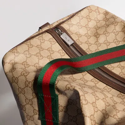 Gucci Medium Duffle Bag With Web In Brown