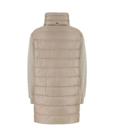 Herno Sand Nylon Down Jacket In Brown
