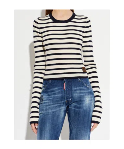 Dsquared2 Long-sleeved Sweater In White