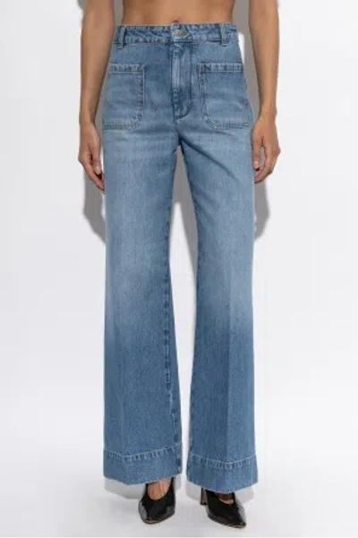 Victoria Beckham Belt Loop Jeans In Blue