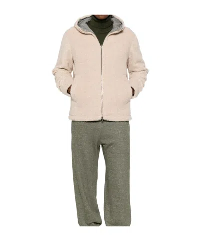 Herno Fleece-texture Hooded Jacket In Brown
