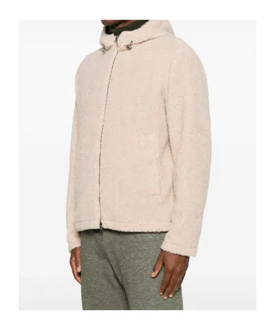 Herno Fleece-texture Hooded Jacket In Brown
