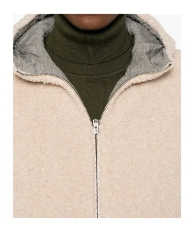 Herno Fleece-texture Hooded Jacket In Brown