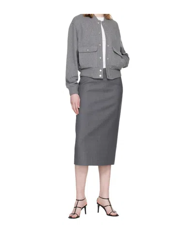 Mackage Juniper Chalk Stripe Cotton Blend Bomber Jacket In Gray