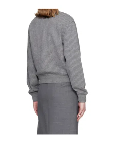 Mackage Juniper Chalk Stripe Cotton Blend Bomber Jacket In Gray