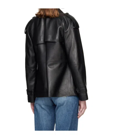 Mackage Black Dolores Double-breasted Leather Jacket In Black