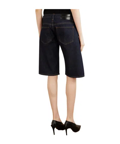 Khaite Kinga Mid-rise Straight-leg Shorts In Blue