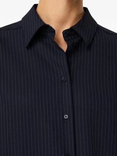 Another Tomorrow Pinstriped Wool-blend Shirt In Blue