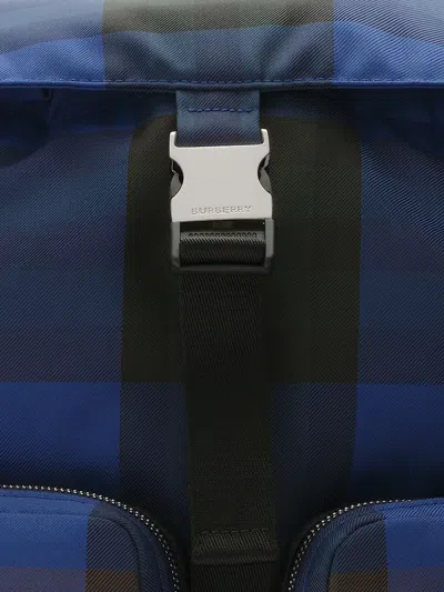 Burberry Medium Check Backpack In Blue