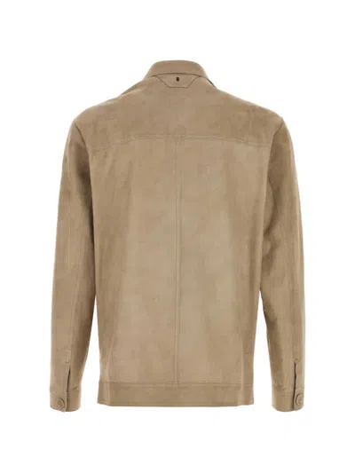 Santoro Suede Flap-pocket Jacket In Brown