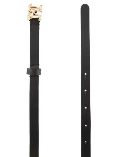 Max Mara Monogram Leather Belt In Black